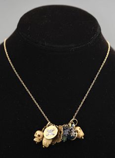 14K Gold Diamond & Colored Stone Charm Necklace