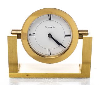 Tiffany & Co. Brushed Brass Desk Clock