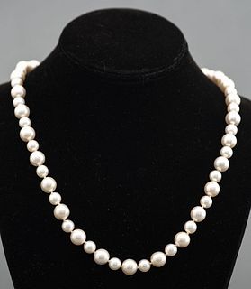 Pearl Necklace With 14K Onyx & Diamond Bead