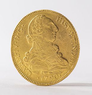 Chilean 8 Escudos Bust of Carlos IV Gold Coin