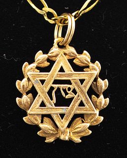 14K Yellow Gold Star Of David Pendant Necklace