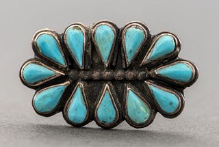 Zuni Native American Silver Turquoise Ring