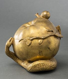 French Art Nouveau "Snail & Snake" Bronze Box