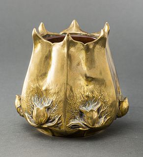 Leon Kann Art Nouveau Bronze "Thistle" Vase
