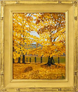 Paul Carter Goodnow "Fall Landscape" Oil on Board