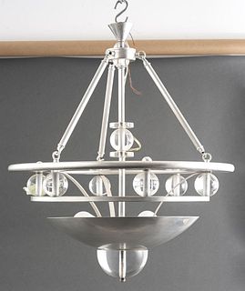 Machine Age Silver-Tone And Lucite Chandelier