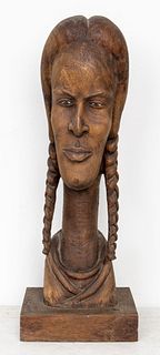 Roger Francois Haitian Large Carved Wood Sculpture