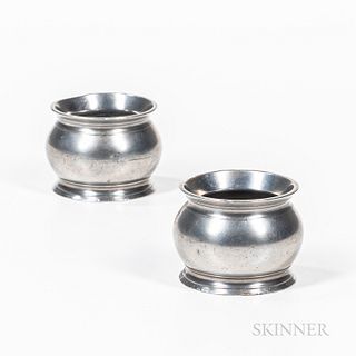 Pair of Pewter Open Salts, America, 19th century, bulbous body with flaring rim and foot, unmarked, ht. 2, dia. 2 3/4 in.