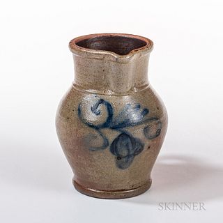 Small Cobalt-decorated Stoneware Pitcher, attributed to the Wingender Pottery, Hadenfield, New Jersey, late 19th century, ht. 6 3/4 in.