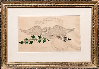 Watercolor and Pen and Pencil on Paper "Spread Eagle" Drawing "E Pluribus Unum," G.E. Stillwagon, Connesville, Pennsylvania, late 19th