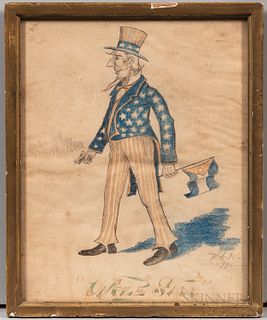 American School, Late 19th Century, Uncle Sam, Initialed and dated "H.A.K./98" l.r., Condition: Minor irregular toning, not examined ou