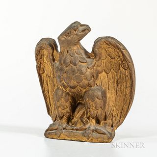 Small Molded and Gold-painted Eagle, America, late 19th century, the spreadwing eagle with molded body and feather details, ht. 4 3/4 i