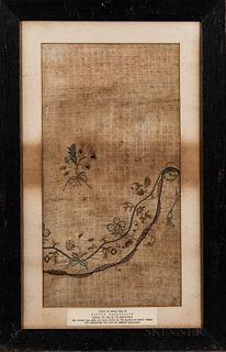 Framed Fragment of Martha Washington's Wedding Dress, 18th century, the large swatch of finely woven check-pattern cotton/linen cloth w