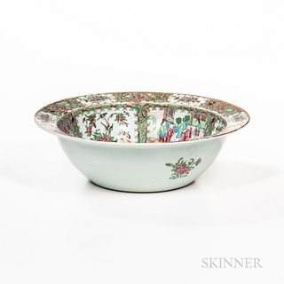 Large Rose Medallion Pattern Export Porcelain Center Bowl, China, 19th century, dia. 15 3/4 in.