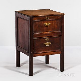 Rosewood Chamber Chest, China, 19th century, the lift top with rounded corners opens above a well, the case with paneled faux drawer an