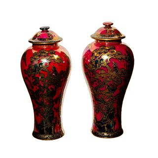 Pair Of Wedgwood Fairyland Lustre Vases, Firbolgs IV