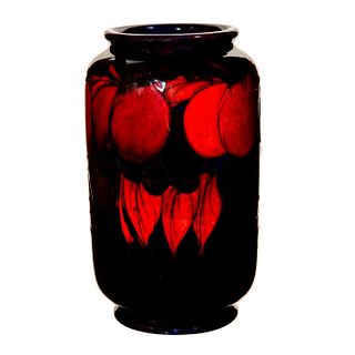 Moorcroft Pottery Vase, Flambe Wisteria Pattern, Signed