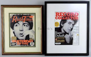 Bob Dylan, framed reproduction of Record Collector, Feb 2008, & Paul McCartney on the front cover of