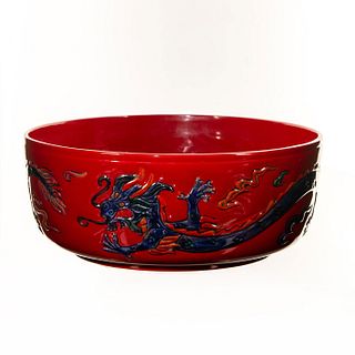 Rare Royal Doulton Flambe Bowl, Chinese Dragons