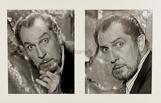 Vincent Price, American Actor, two black and white photographs, framed, each 24 x 19.5 cm & 23 other