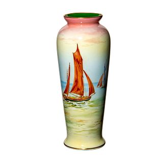 Royal Doulton Art Pottery Vase, Sailboats HB6295