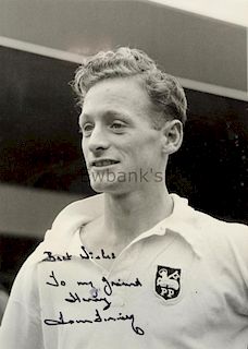 Sir Thomas 'Tom' Finney, English Footballer, black and white photograph showing Finney wearing a Pre