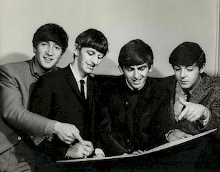 The Beatles, 1960's black and white print of John Lennon, George Harrison, Paul McCartney and Ringo
