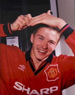 David Beckham, English Footballer, colour photograph taken in his early playing days at Manchester U