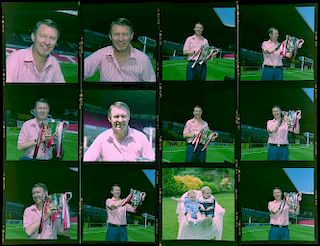 Manchester United, Alex Ferguson with the Football League Cup, 11 colour negatives by Harry Goodwin,