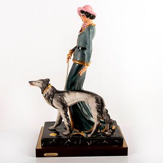 Capodimonte Edoardo Tasca Figurine, Woman with Dog