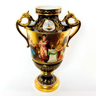 Large Royal Vienna Porcelain Double Handled Vase