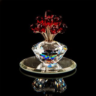 Vase of Roses With Mirrored Base - Swarovski Crystal Figure