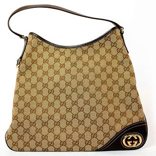 Gucci GG Canvas Razor Beige Brown Hobo Shoulder Bag