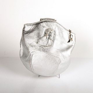 Vintage Maud Frizon Paris Silver Leather Pouch Clutch Bag