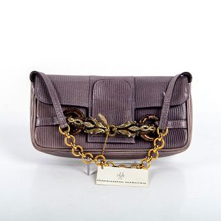 Maddalena Marconi Purple Jeweled Snakes Leather Hand Bag