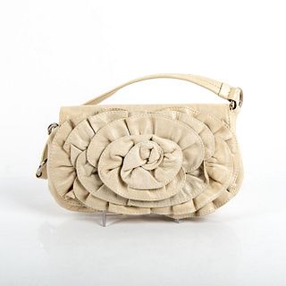 SABINA New York White Rose Petal Leather Shoulder Bag