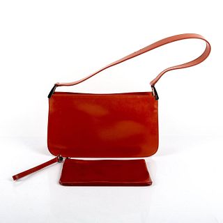 2pc FURLA Patent Leather Shoulder Bag and Wristlet
