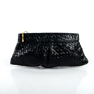 Black Woven Leather Clutch Bag