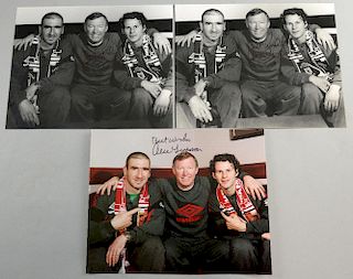 <p>Three signed photographs of Sir Alex Ferguson, Sir Alex Ferguson Ryan Giggs &amp; Eric Cantona, s