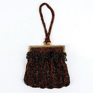 Edwardian Black Knitted Beaded Handbag
