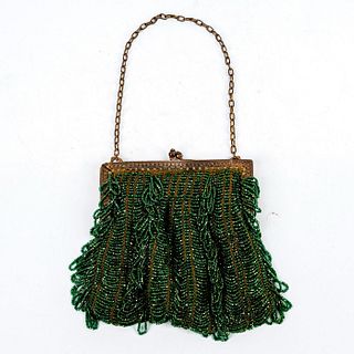 Edwardian Green Knitted Beaded Handbag
