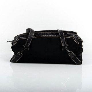TOD'S Black Leather and Nylon Shoulder Bag