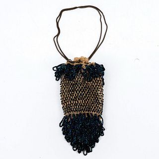 Vintage Beaded Drawstring Chain Evening Bag