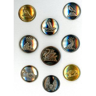 A SMALL CARD OF ASSORTED CREST BUTTONS