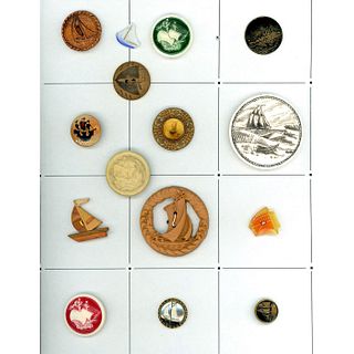 A CARD OF ASSORTED MATERIAL SAILING VESSEL BUTTONS