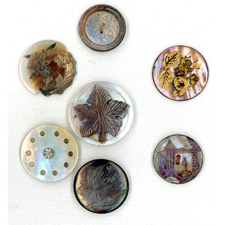 A SMALL CARD OF ASSORTED TECHNIQUE PEARL BUTTONS