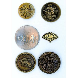 A SMALL CARD OF ASSORTED METAL ANIMAL BUTTONS