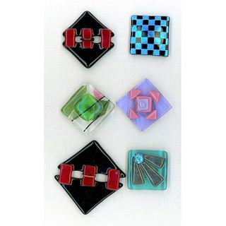 A SMALL CARD OF MODERN FUSED GLASS BUTTONS