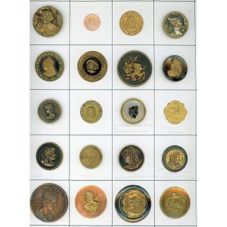 A FULL CARD OF ASSORTED METAL HEAD BUTTONS