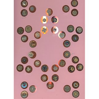 A WHOLE CARD OF ASSORTED STEEL BUTTONS INCLUDING FLAT
